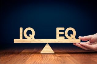 This is an image of IQ and EQ (emotional intelligence) on a scale