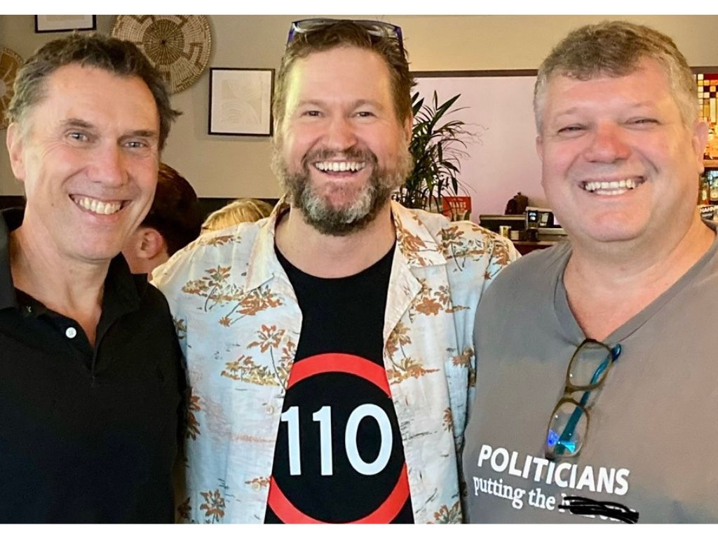 This is a photo of the comedians Tim Hughes, Damien Edmonds and Murray Spiers 